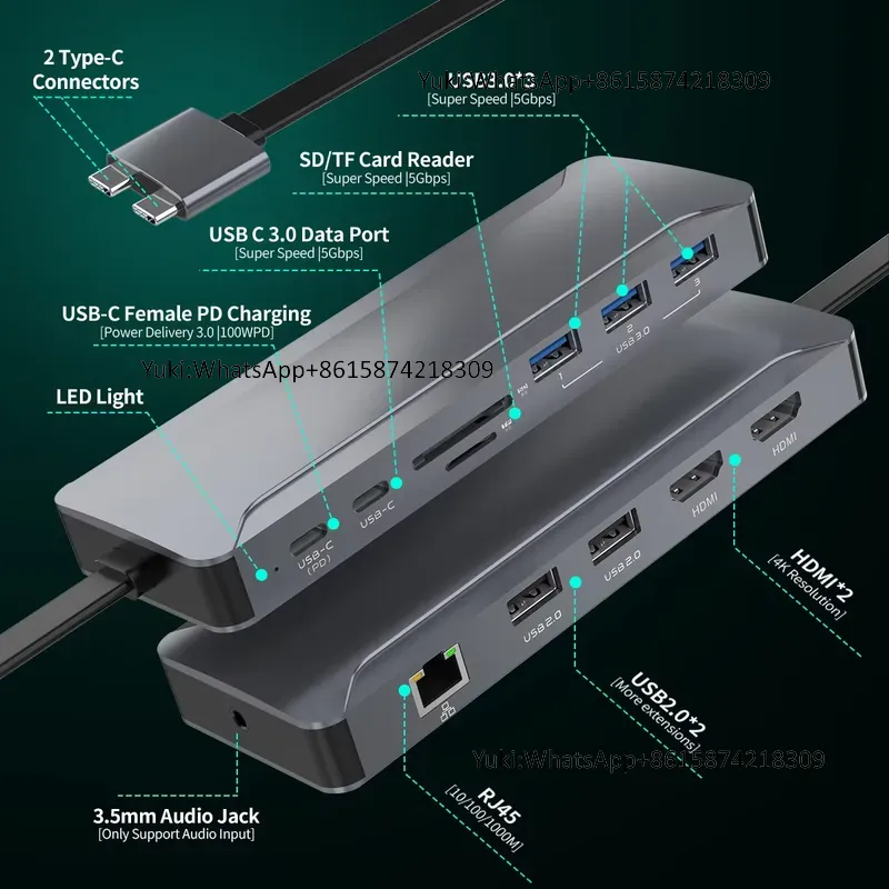 Docking Station Usb C - Popularna stacja dokująca z podwójnym wyświetlaczem,