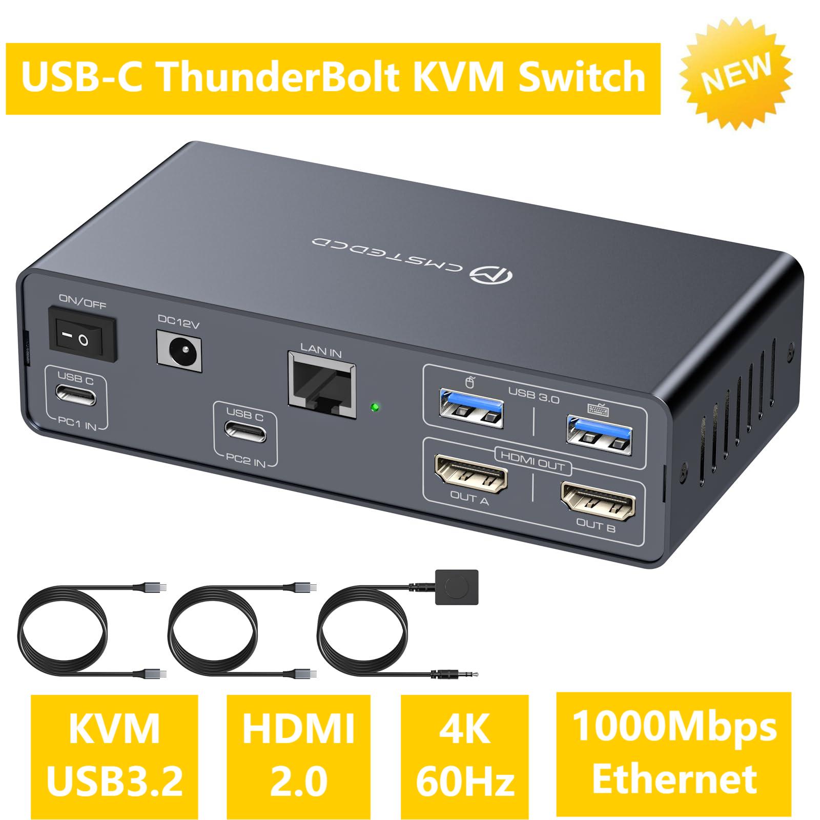 Docking Station Usb C - Przełącznik USB C KVM 2 monitory