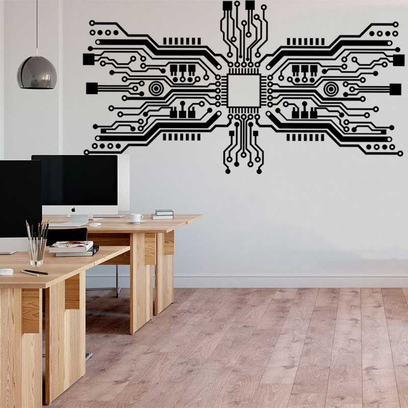 Office Tech Furniture - Naklejka ścienna z obwodami drukowanymi technologia