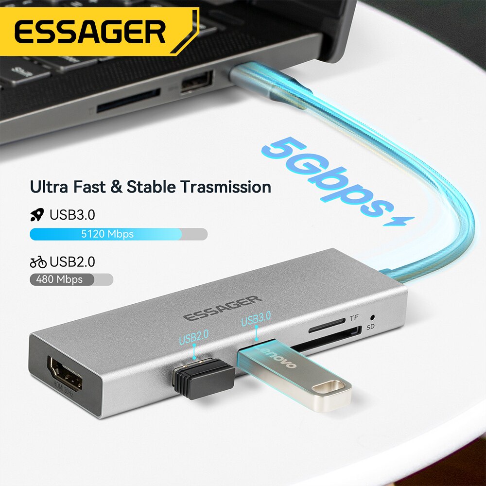 Essager 5 w 1 USB C HUB HDMI-4 – Docking Station Usb C recenzja i cena