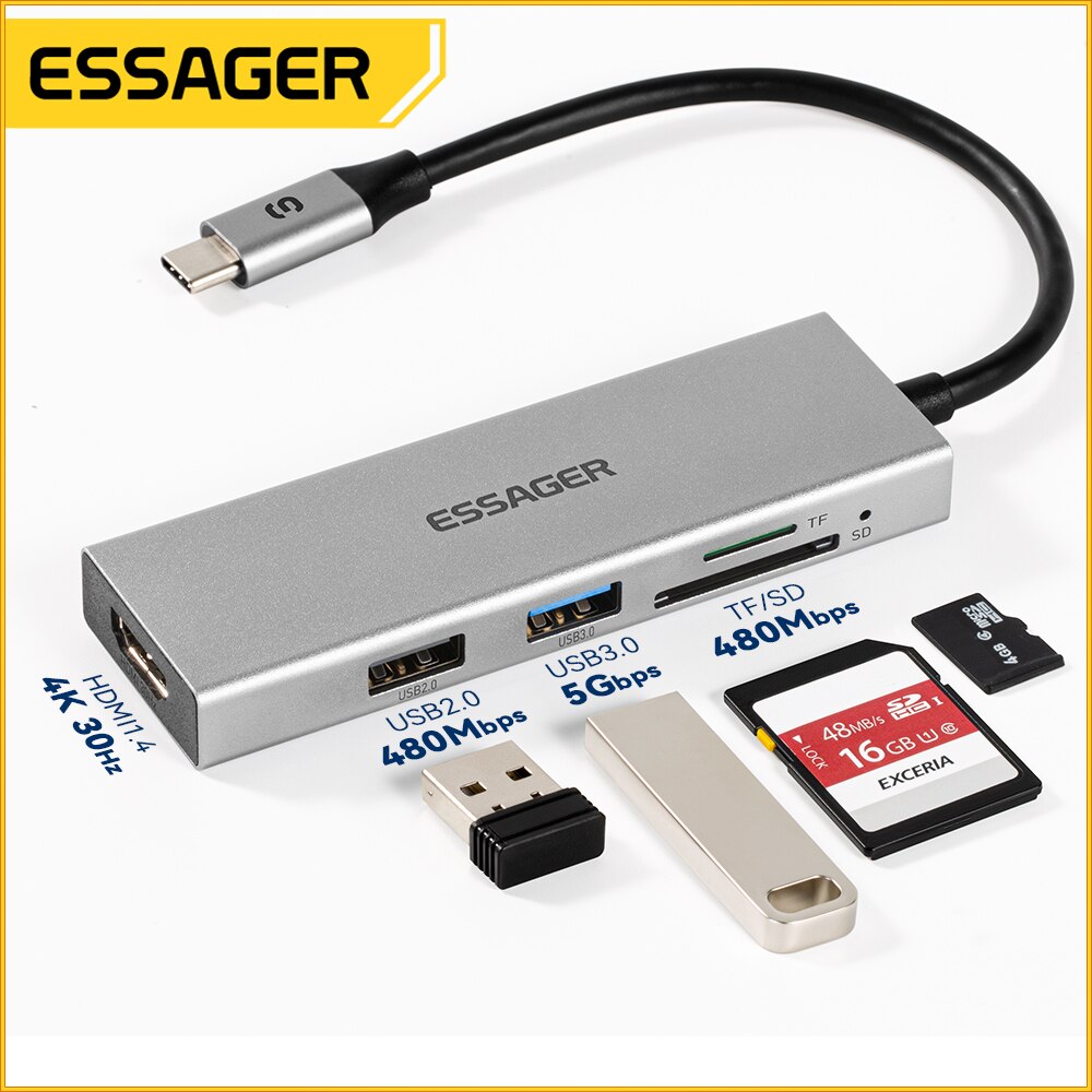 Essager 5 w 1 USB C HUB HDMI-4 – Docking Station Usb C recenzja i cena